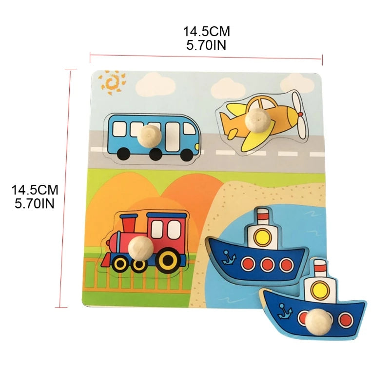 Baby Wooden Montessori Puzzle Child Game Wooden Puzzle 3D Cartoon Animal Puzzle Babies Toys Puzzles For Kids 1 2 3 Year Old
