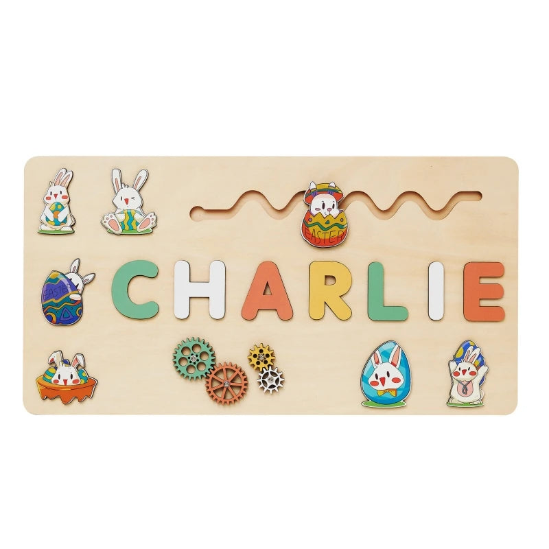 Personalized Wooden Puzzle Baby Custom First Name Puzzle Toy Montessori Educational Shape Matching Game Board Kids Birthday Gift