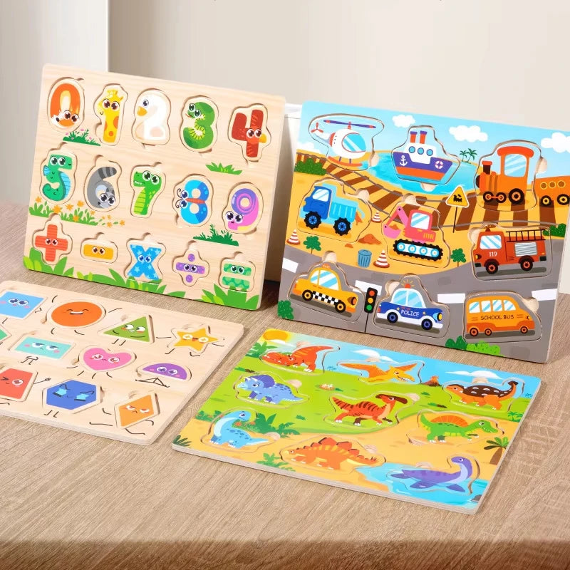 Wooden Puzzles for Kids Ages 2-8 Children Learn Educational Puzzle Toys for Boy Girl Montessori DIY Wood Toy Matching Board Game