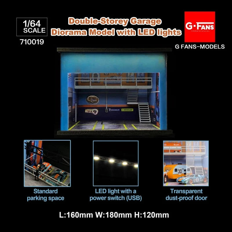 G-FANS 1:64 Diorama Garage LED lights Apple store Model Shop