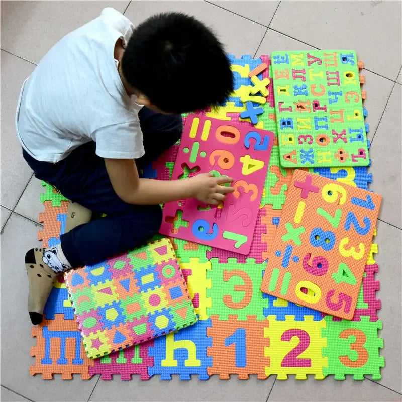 Russian Alphabet Mat Kids Play Cartoon EVA Learning Puzzle Toy Foam Interlocking Patchwork Floor Carpets 36 Pcs 14*14cm Big Size
