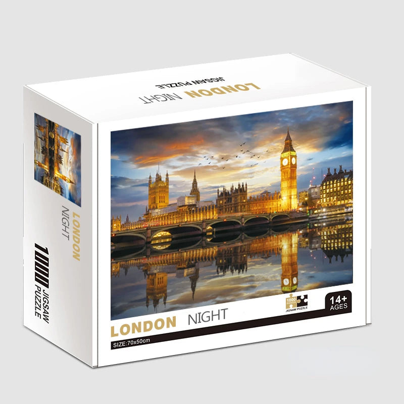 70*50cm Adult Puzzle 1000 Pieces Paper Jigsaw Puzzles London Night Famous Paintings Series Learning Education Craft Toys Gifts