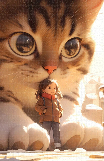 Cartoon Bagged Puzzle Adult 1000 Pieces Animals Cat Wolf Whale Dreamy Decorative Painting Hand- Assembled Gifts Minimalist Bag