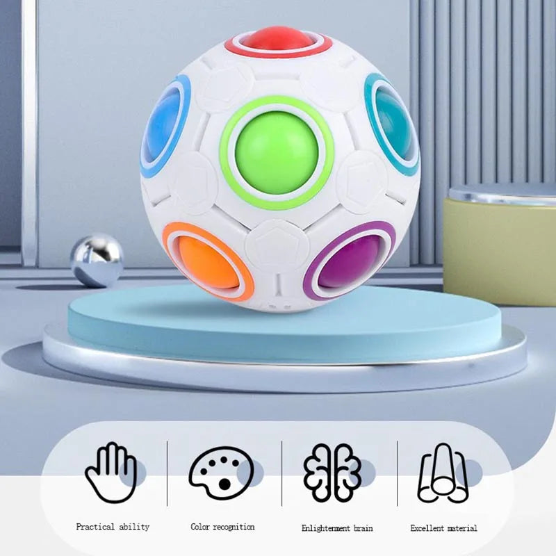 Magic Rainbow Puzzle Ball Cube Speed Ball Fun Brain-training Stress Reliever Fidget Ball Toy Christmas for Kids And Adults
