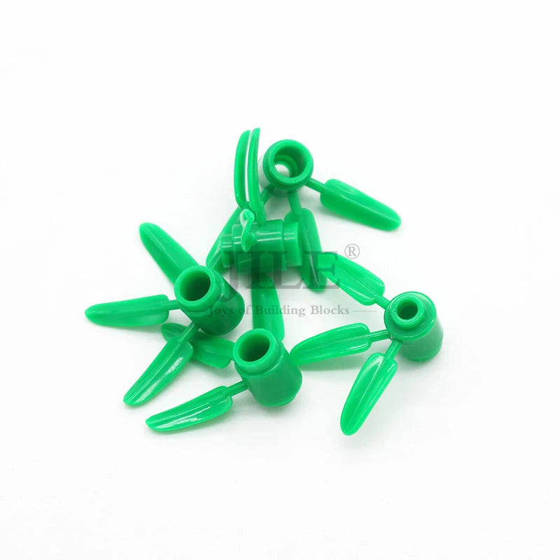 110pcs MOC DIY Building Blocks Plant Brick Round 1x1 with 3 Bamboo Leaves Tree Compatible 30176 Children Figures Plastic Toys
