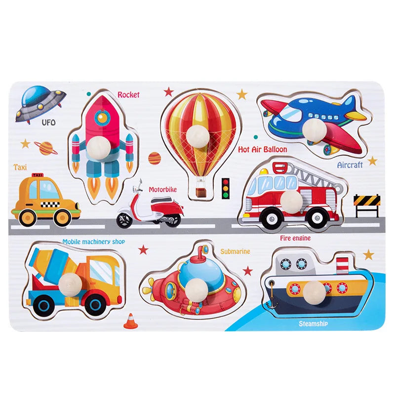 Baby Wooden Montessori Puzzle Child Game Wooden Puzzle 3D Cartoon Animal Puzzle Babies Toys Puzzles For Kids 1 2 3 Year Old