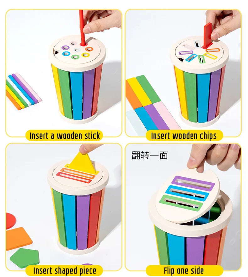 Color classification matching toys, wooden shape recognition toys, children's mathematics learning education toys, sports gifts