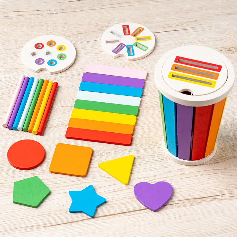 Color classification matching toys, wooden shape recognition toys, children's mathematics learning education toys, sports gifts
