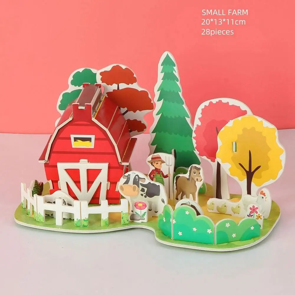 3D Puzzle Handmade DIY House Model Puzzle Children Boys and Girls Toys Paper Jigsaw Puzzle Baby Toys Christmas Gift