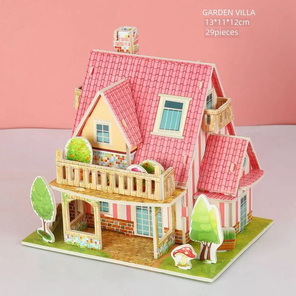 3D Puzzle Handmade DIY House Model Puzzle Children Boys and Girls Toys Paper Jigsaw Puzzle Baby Toys Christmas Gift