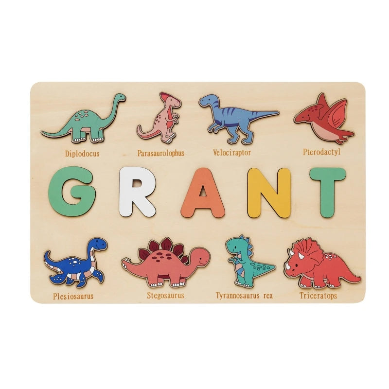 Personalized Wooden Puzzle Baby Custom First Name Puzzle Toy Montessori Educational Shape Matching Game Board Kids Birthday Gift