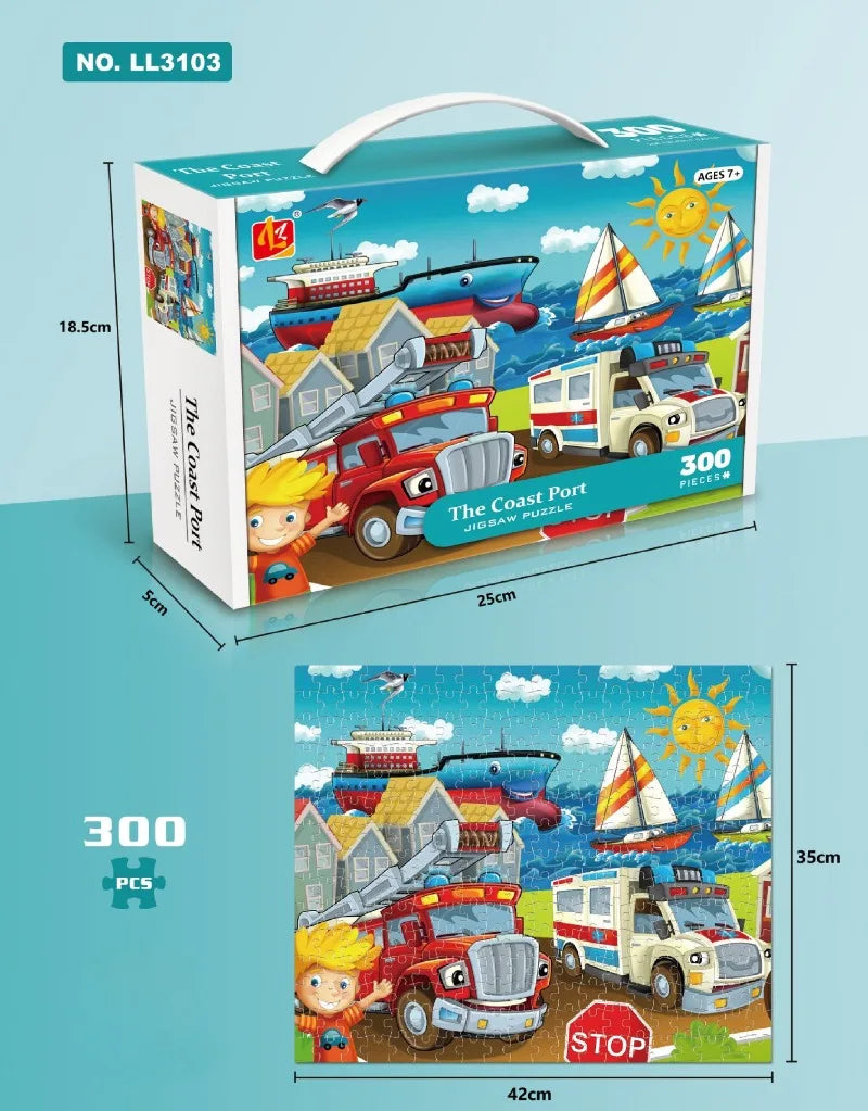 35*42cm Adult 300PCS Paper Jigsaw Puzzle Dinosaur Underwater Worlds Hot Air Balloon World Map Coast Port Entertainment Toy