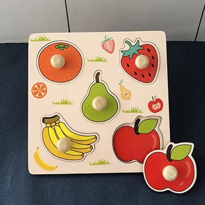 Baby Wooden Montessori Puzzle Child Game Wooden Puzzle 3D Cartoon Animal Puzzle Babies Toys Puzzles For Kids 1 2 3 Year Old