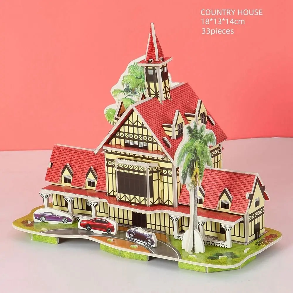 3D Puzzle Handmade DIY House Model Puzzle Children Boys and Girls Toys Paper Jigsaw Puzzle Baby Toys Christmas Gift