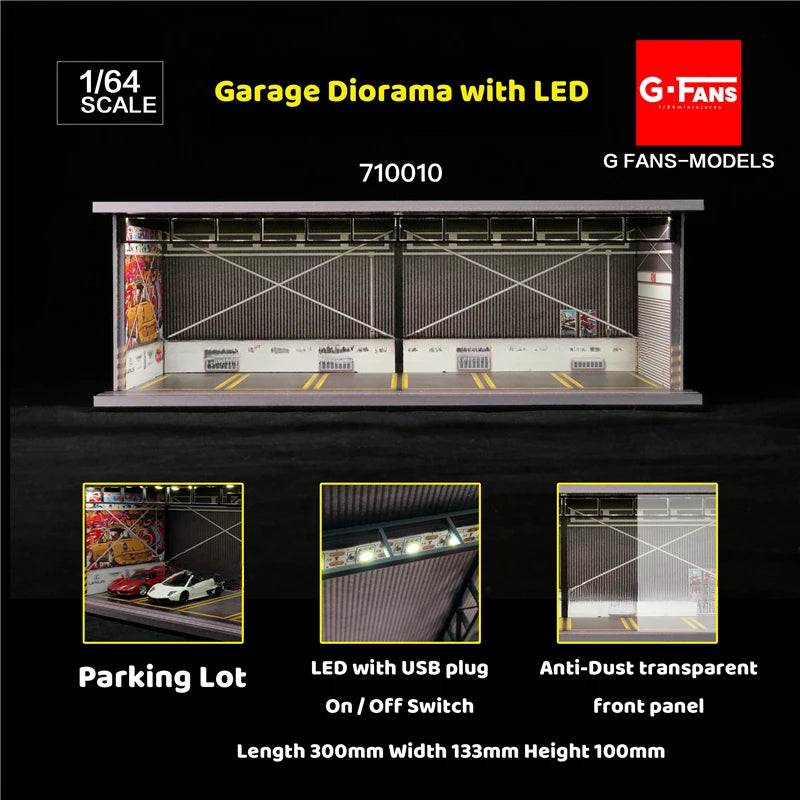 G-FANS 1:64 Diorama Garage LED lights Apple store Model Shop