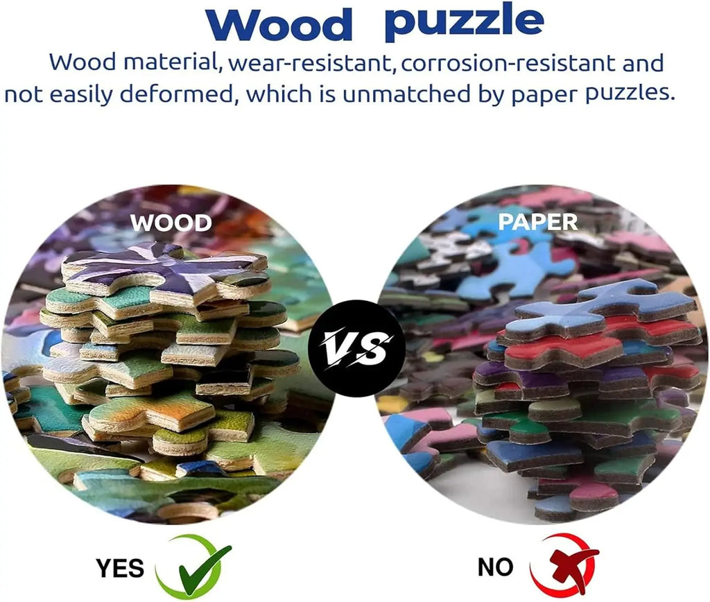 1000/500/300 Pieces Wooden Puzzle for Sleepy Time Jigsaw Puzzles for Challenging Family Activity Games Party Birthday Gift
