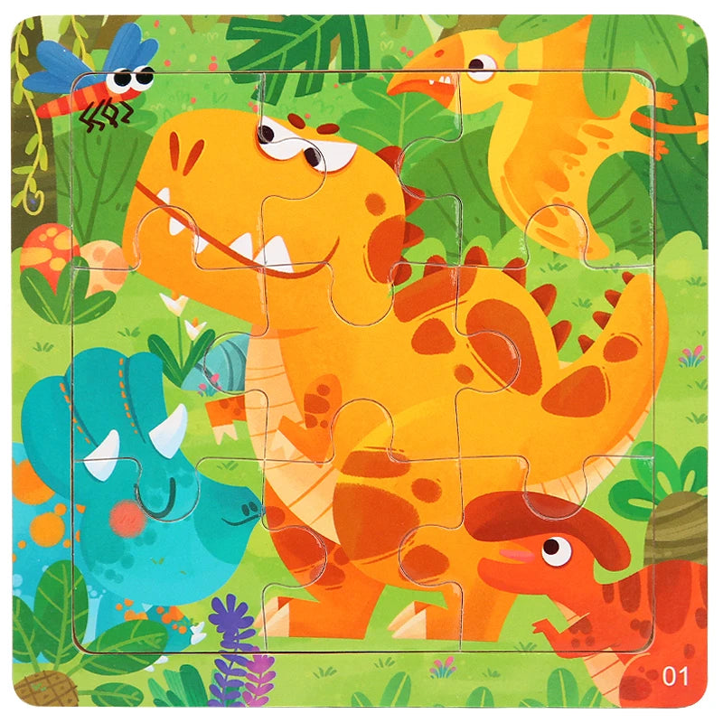 Montessori Wooden Children Cartoon Animal Pattern Puzzle Toy For Early Childhood Education 2-7 Years Old