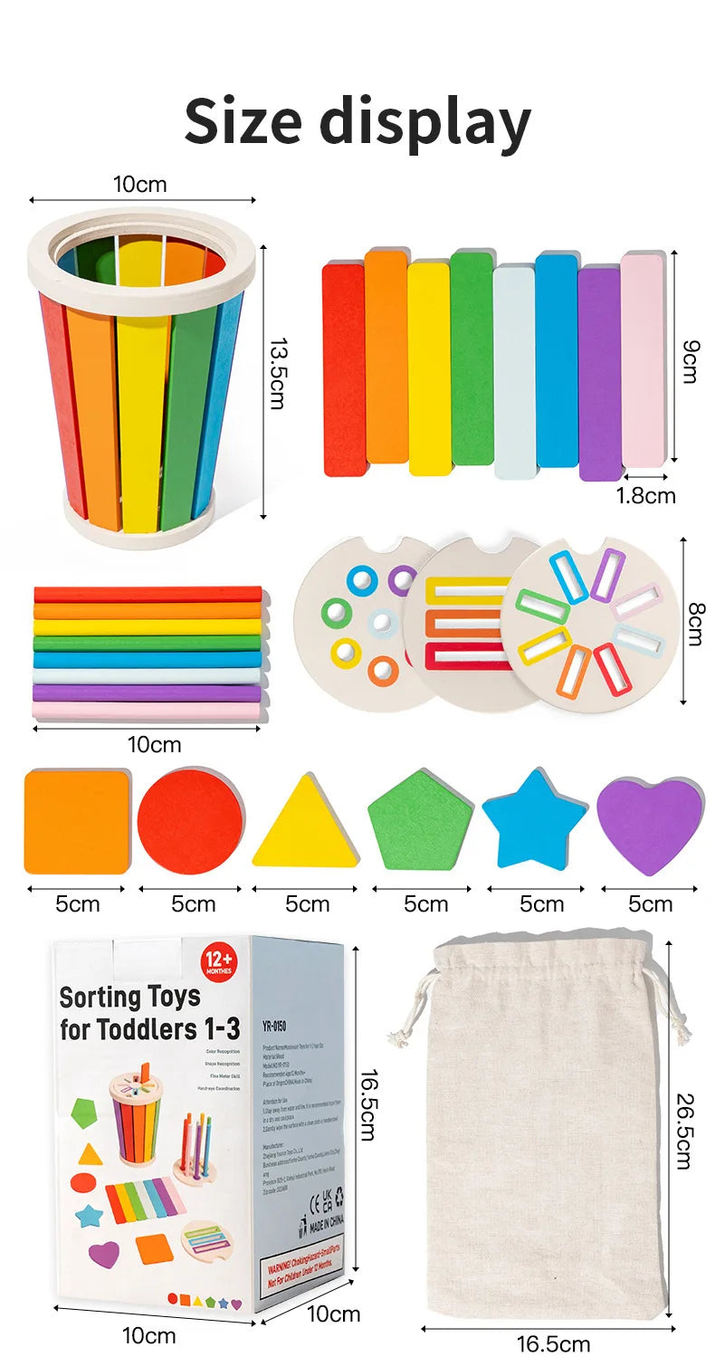 Color classification matching toys, wooden shape recognition toys, children's mathematics learning education toys, sports gifts