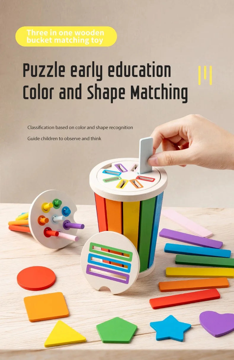 Color classification matching toys, wooden shape recognition toys, children's mathematics learning education toys, sports gifts