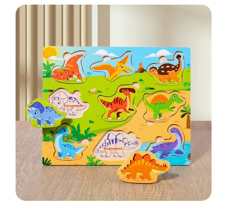 Wooden Puzzles for Kids Ages 2-8 Children Learn Educational Puzzle Toys for Boy Girl Montessori DIY Wood Toy Matching Board Game