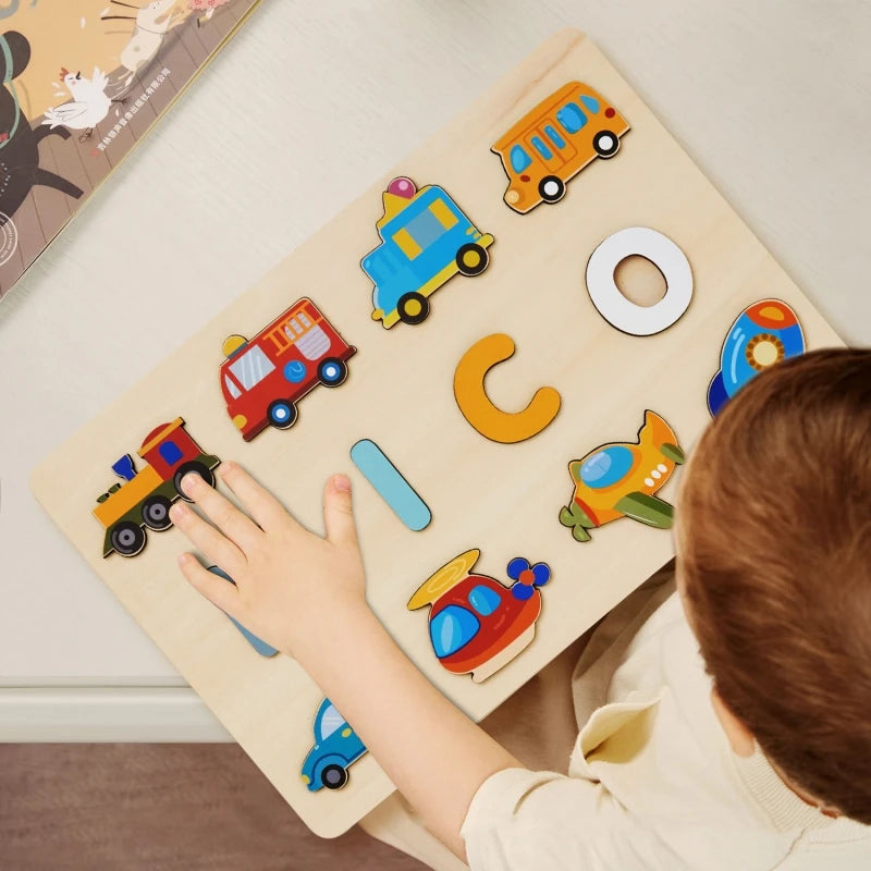 Personalized Wooden Puzzle Baby Custom First Name Puzzle Toy Montessori Educational Shape Matching Game Board Kids Birthday Gift