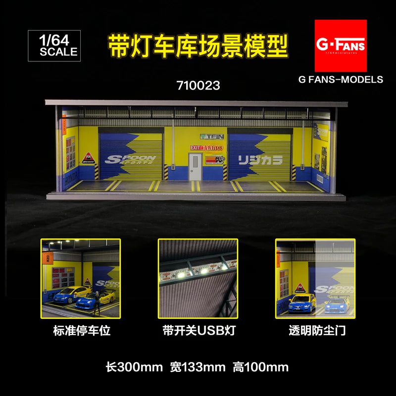 G-FANS 1:64 Diorama Garage LED lights Apple store Model Shop