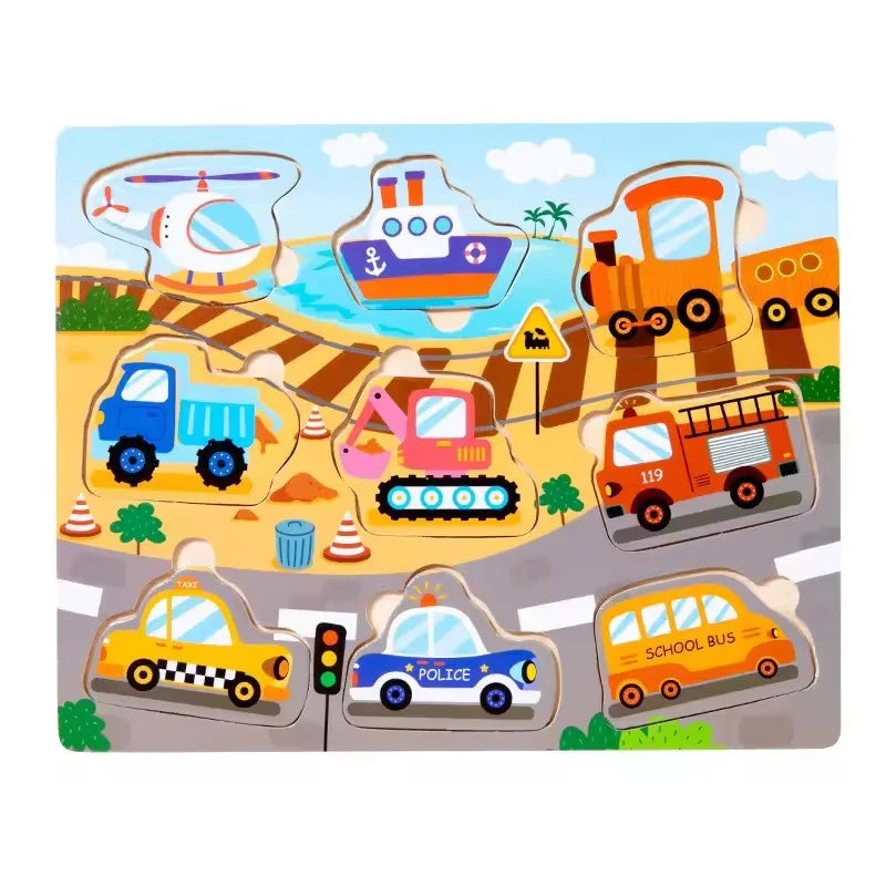 Wooden Puzzles for Kids Ages 2-8 Children Learn Educational Puzzle Toys for Boy Girl Montessori DIY Wood Toy Matching Board Game