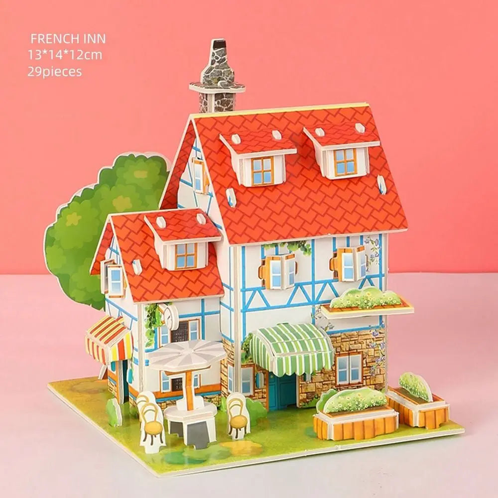 3D Puzzle Handmade DIY House Model Puzzle Children Boys and Girls Toys Paper Jigsaw Puzzle Baby Toys Christmas Gift