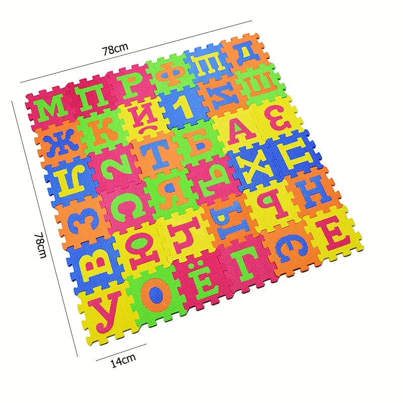 Russian Alphabet Mat Kids Play Cartoon EVA Learning Puzzle Toy Foam Interlocking Patchwork Floor Carpets 36 Pcs 14*14cm Big Size