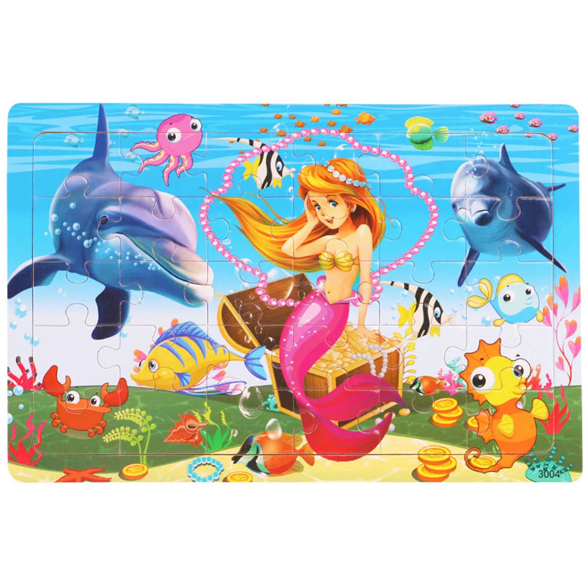 1pc 30 Pieces Wooden Jigsaw Puzzle Kids Cartoon Animal Vehicle Puzzles Games Montessori Learning Educational Toys for Children