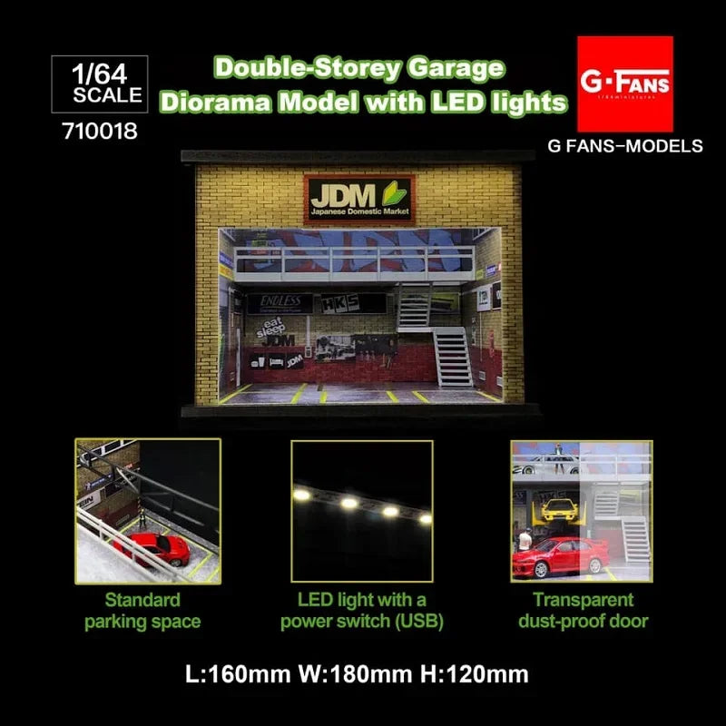 G-FANS 1:64 Diorama Garage LED lights Apple store Model Shop