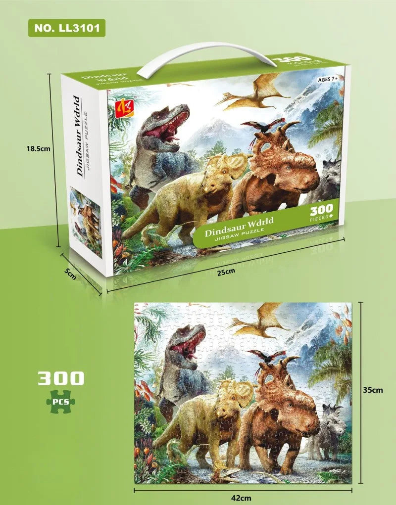 35*42cm Adult 300PCS Paper Jigsaw Puzzle Dinosaur Underwater Worlds Hot Air Balloon World Map Coast Port Entertainment Toy