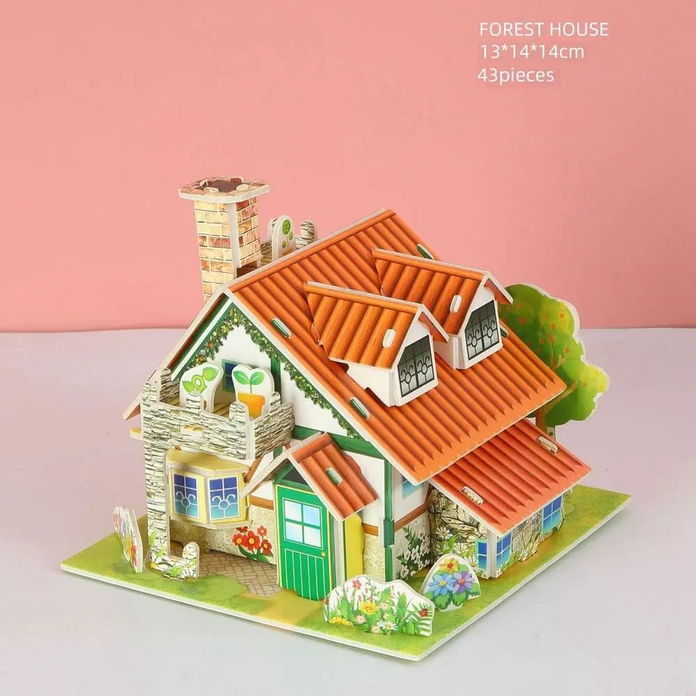 3D Puzzle Handmade DIY House Model Puzzle Children Boys and Girls Toys Paper Jigsaw Puzzle Baby Toys Christmas Gift