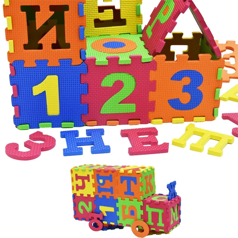 Russian Alphabet Mat Kids Play Cartoon EVA Learning Puzzle Toy Foam Interlocking Patchwork Floor Carpets 36 Pcs 14*14cm Big Size