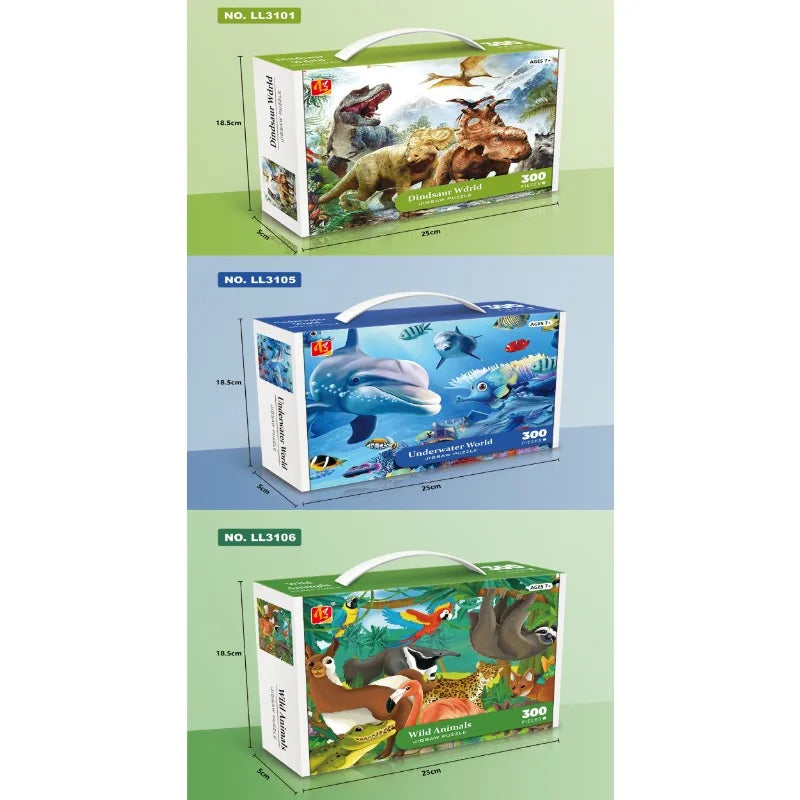 35*42cm Adult 300PCS Paper Jigsaw Puzzle Dinosaur Underwater Worlds Hot Air Balloon World Map Coast Port Entertainment Toy