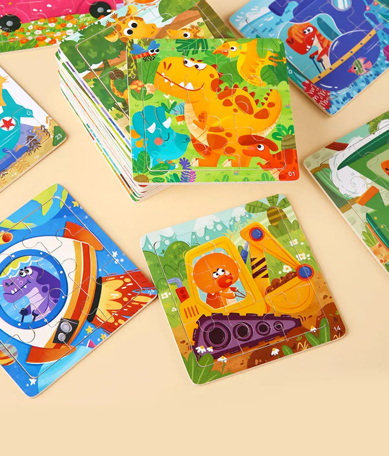 Montessori Wooden Children Cartoon Animal Pattern Puzzle Toy For Early Childhood Education 2-7 Years Old