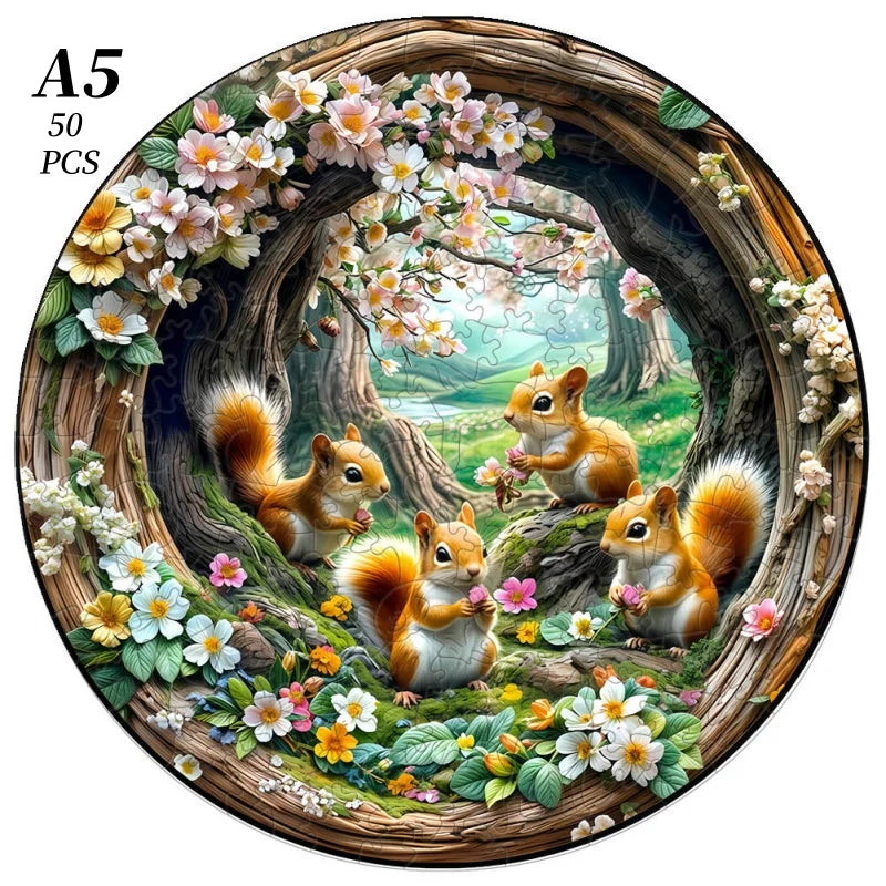Spring Cat - Wooden Puzzle For Advanced Players - Creative Multiple Special Shapes, Creative Gifts For Boys And Girls