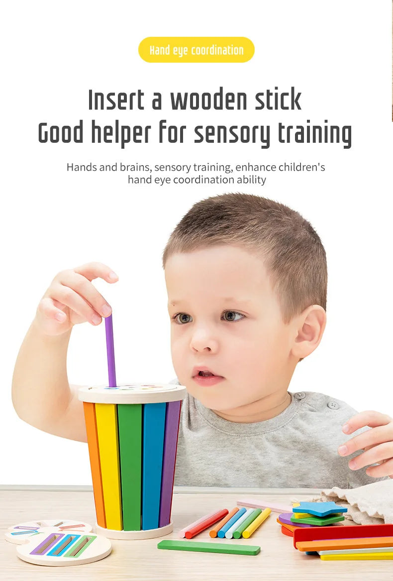 Color classification matching toys, wooden shape recognition toys, children's mathematics learning education toys, sports gifts