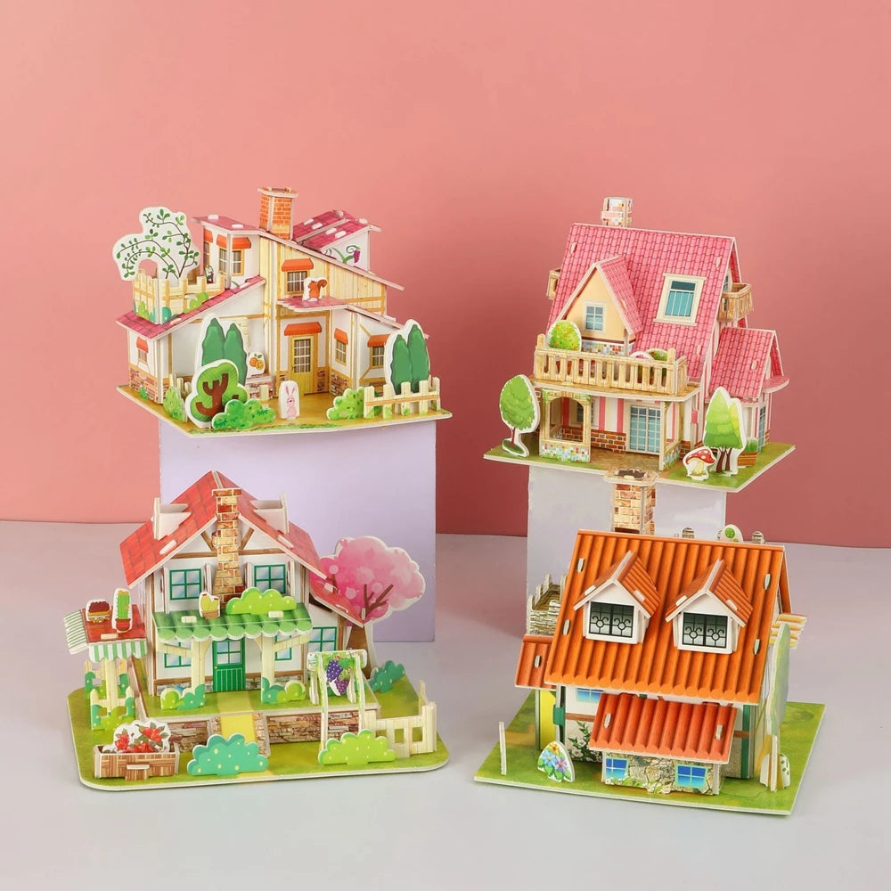 3D Puzzle Handmade DIY House Model Puzzle Children Boys and Girls Toys Paper Jigsaw Puzzle Baby Toys Christmas Gift