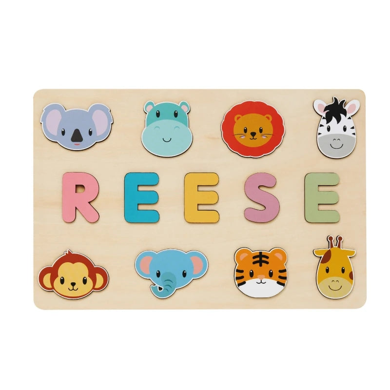 Personalized Wooden Puzzle Baby Custom First Name Puzzle Toy Montessori Educational Shape Matching Game Board Kids Birthday Gift