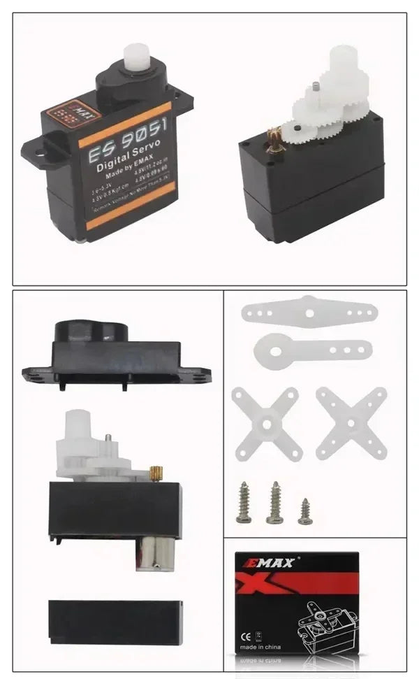 EMAX New ES9051 ES9251 4.3g/2.5G Digital Servo Motor Plastic Gear 0.8kg Torque for 3D F3P Airplanes