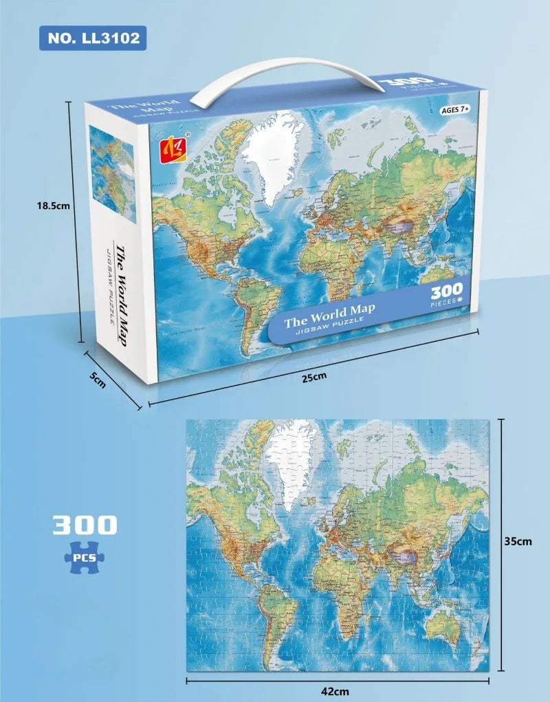 35*42cm Adult 300PCS Paper Jigsaw Puzzle Dinosaur Underwater Worlds Hot Air Balloon World Map Coast Port Entertainment Toy