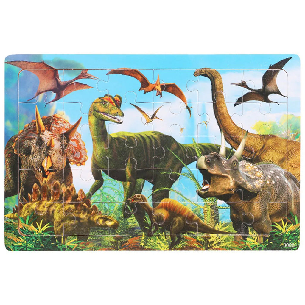 1pc 30 Pieces Wooden Jigsaw Puzzle Kids Cartoon Animal Vehicle Puzzles Games Montessori Learning Educational Toys for Children
