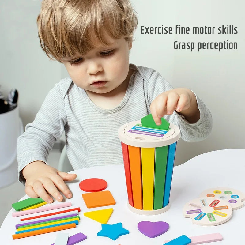 Color classification matching toys, wooden shape recognition toys, children's mathematics learning education toys, sports gifts