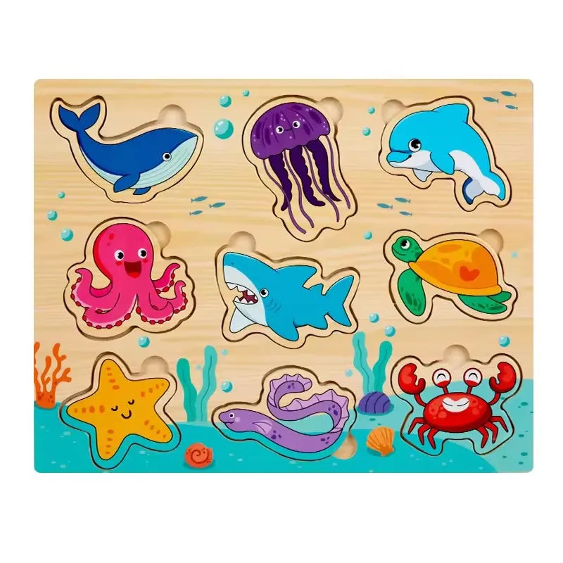 Wooden Puzzles for Kids Ages 2-8 Children Learn Educational Puzzle Toys for Boy Girl Montessori DIY Wood Toy Matching Board Game