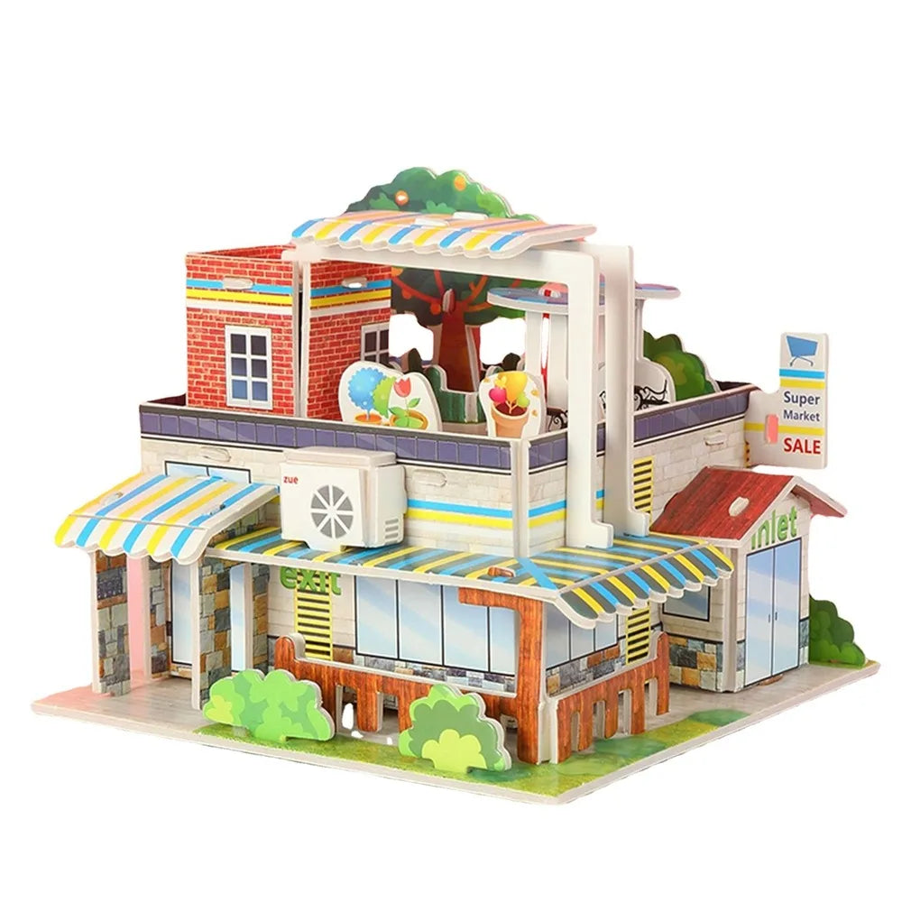 3D Puzzle Handmade DIY House Model Puzzle Children Boys and Girls Toys Paper Jigsaw Puzzle Baby Toys Christmas Gift