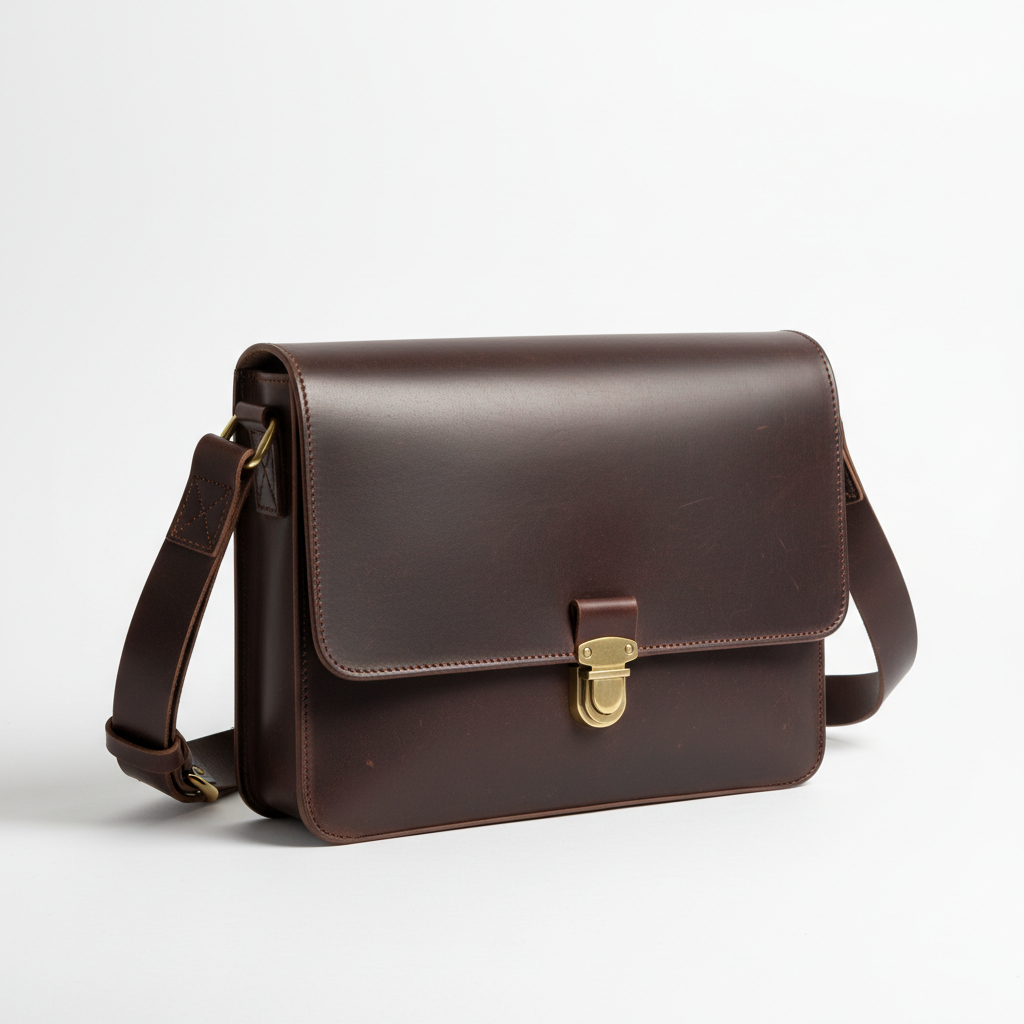 Sac en cuir pleine fleur pour iPad avec bandoulière réglable